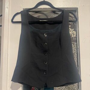 Abercrombie & Fitch Black Sleeveless Button-Down Blouse